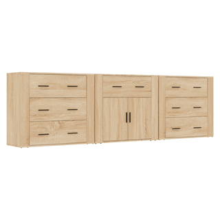 vidaXL Sideboards 3 pcs Sonoma Oak Engineered Wood - GIANT LOBELIA