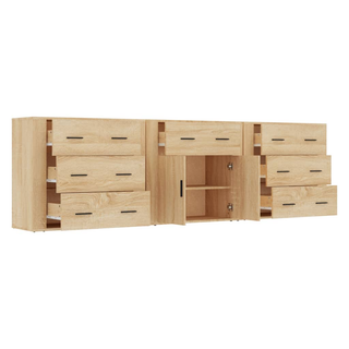 Sideboards 3 pcs Sonoma Oak Engineered Wood - Giant Lobelia