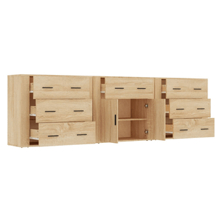 vidaXL Sideboards 3 pcs Sonoma Oak Engineered Wood - GIANT LOBELIA