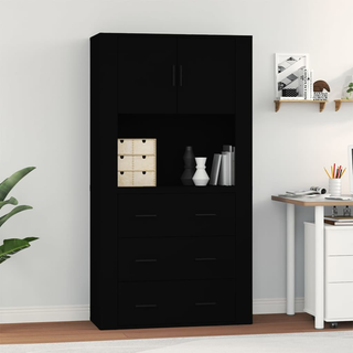 Highboard Black Engineered Wood - Giant Lobelia