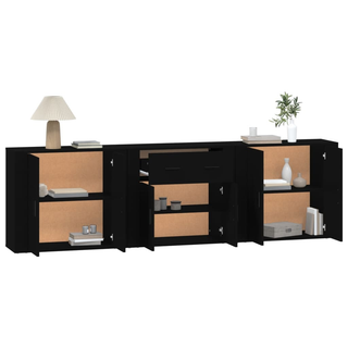 vidaXL Sideboards 3 pcs Black Engineered Wood - Giant Lobelia