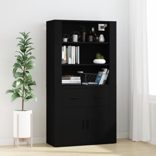 Highboard Black Engineered Wood - Giant Lobelia