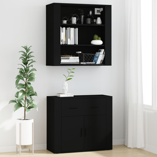 Highboard Black Engineered Wood - Giant Lobelia