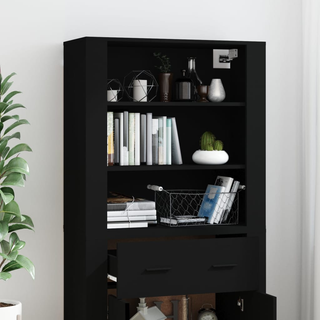 Highboard Black Engineered Wood - Giant Lobelia