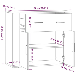 Highboard Black Engineered Wood - Giant Lobelia