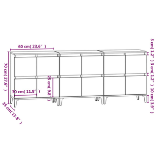 Sideboards 3 pcs Grey Sonoma 60x35x70 cm Engineered Wood - Giant Lobelia