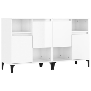 Sideboards 2 pcs High Gloss White 60x35x70 cm Engineered Wood - Giant Lobelia