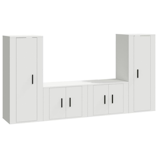 4 Piece TV Cabinet Set White Engineered Wood - Giant Lobelia