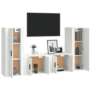 4 Piece TV Cabinet Set White Engineered Wood - Giant Lobelia