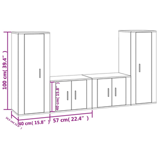 4 Piece TV Cabinet Set White Engineered Wood - Giant Lobelia