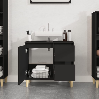 Bathroom Cabinet Black 65x33x60 cm Engineered Wood - Giant Lobelia