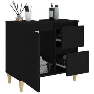 Bathroom Cabinet Black 65x33x60 cm Engineered Wood - Giant Lobelia