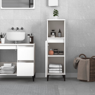 Bathroom Cabinet White 30x30x100 cm Engineered Wood - Giant Lobelia