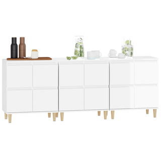 Sideboards 3 pcs High Gloss White 60x35x70 cm Engineered Wood - Giant Lobelia