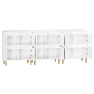 Sideboards 3 pcs High Gloss White 60x35x70 cm Engineered Wood - Giant Lobelia