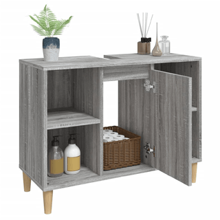 vidaXL Sink Cabinet Grey Sonoma 80x33x60 cm Engineered Wood - GIANT LOBELIA