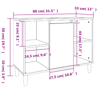 vidaXL Sink Cabinet Grey Sonoma 80x33x60 cm Engineered Wood - GIANT LOBELIA