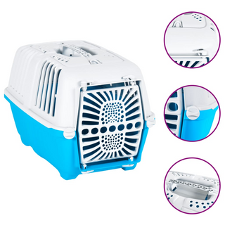 vidaXL Pet Carrier White and Blue 55x36x36cm Polypropylene - Giant Lobelia