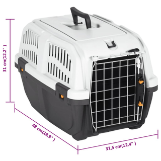 vidaXL Pet Carrier with Metal Door 48x31.5x31 cm Polypropylene - Giant Lobelia