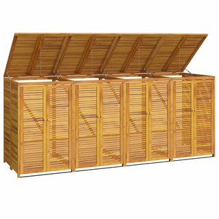 Quadruple Garbage Bin Shed 280x89x117 cm Solid Wood Acacia - Giant Lobelia