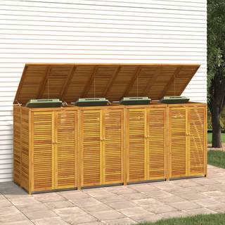 Quadruple Garbage Bin Shed 280x89x117 cm Solid Wood Acacia - Giant Lobelia