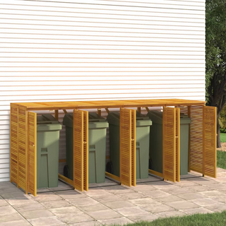 Quadruple Garbage Bin Shed 280x89x117 cm Solid Wood Acacia - Giant Lobelia