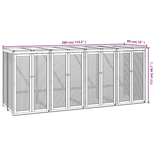 Quadruple Garbage Bin Shed 280x89x117 cm Solid Wood Acacia - Giant Lobelia