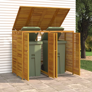 Double Garbage Bin Shed 140x89x117 cm Solid Wood Acacia - Giant Lobelia