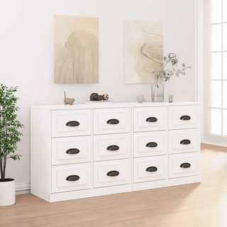 vidaXL Sideboards 2 pcs White Engineered Wood - GIANT LOBELIA