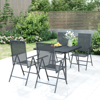 5 Piece Garden Dining Set Anthracite Steel - Giant Lobelia