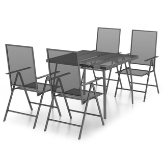 5 Piece Garden Dining Set Anthracite Steel - Giant Lobelia