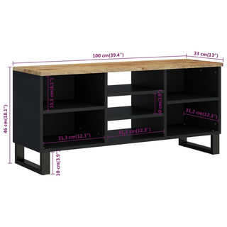 TV Cabinet 100x33x46 cm Solid Wood Mango&Engineered Wood - Giant Lobelia