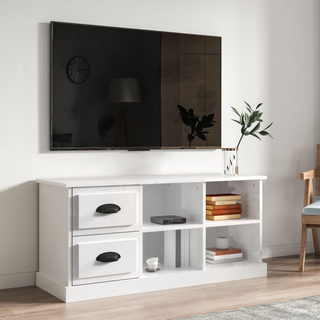 TV Cabinet High Gloss White 102x35.5x47.5 cm Engineered Wood - Giant Lobelia