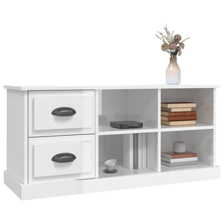 TV Cabinet High Gloss White 102x35.5x47.5 cm Engineered Wood - Giant Lobelia