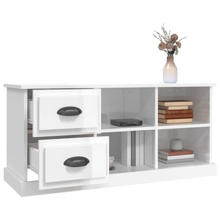 TV Cabinet High Gloss White 102x35.5x47.5 cm Engineered Wood - Giant Lobelia