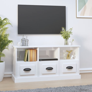 vidaXL TV Cabinet High Gloss White 100x35x50 cm Engineered Wood - Giant Lobelia