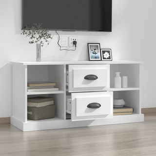 TV Cabinet White 99.5x35.5x48 cm Engineered Wood - Giant Lobelia