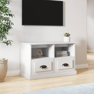 TV Cabinet White 80x35x50 cm Engineered Wood - Giant Lobelia