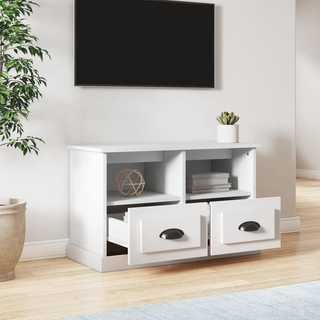 TV Cabinet White 80x35x50 cm Engineered Wood - Giant Lobelia