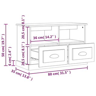 TV Cabinet White 80x35x50 cm Engineered Wood - Giant Lobelia