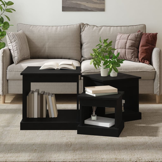 vidaXL Coffee Tables 3 pcs Black Engineered Wood - Giant Lobelia