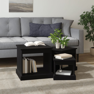 vidaXL Coffee Tables 3 pcs Black Engineered Wood - Giant Lobelia