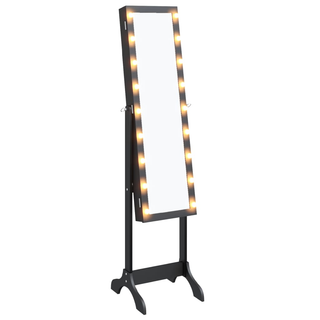 vidaXL Free-Standing Mirror with LED Black 34x37x146 cm - Giant Lobelia