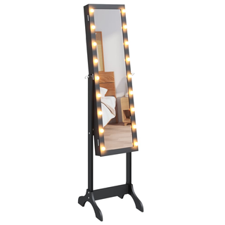 vidaXL Free-Standing Mirror with LED Black 34x37x146 cm - Giant Lobelia