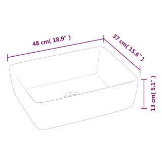 Wash Basin White 48x37x13 cm Ceramic Rectangle - Giant Lobelia