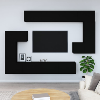 vidaXL Wall-mounted TV Cabinet Black Engineered Wood - Giant Lobelia