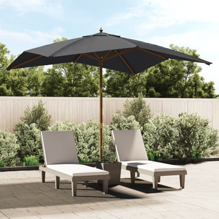 vidaXL Garden Parasol with Wooden Pole Black 300x300x273 cm - Giant Lobelia