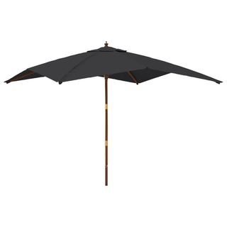 vidaXL Garden Parasol with Wooden Pole Black 300x300x273 cm - Giant Lobelia