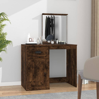 vidaXL Dressing Table with Mirror Smoked Oak 90x50x132.5 cm Engineered Wood - Giant Lobelia