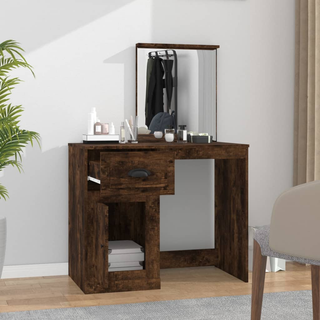 vidaXL Dressing Table with Mirror Smoked Oak 90x50x132.5 cm Engineered Wood - Giant Lobelia